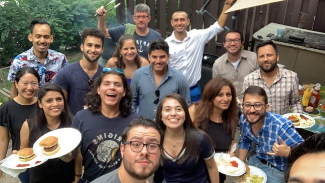 Students in the ACS in International Business Management Class say goodbye to Simran in a class BBQ