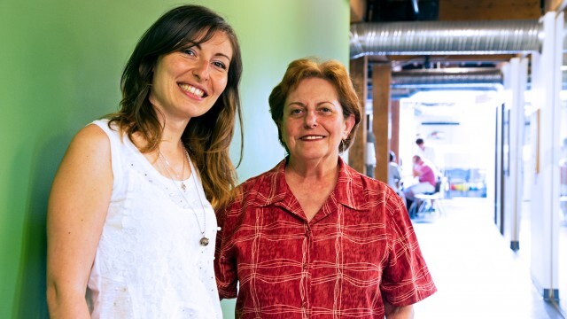 ILSC student Alessia Pagliaroli (left) with her Business Interview Skills teacher, Sandra Miller (right)