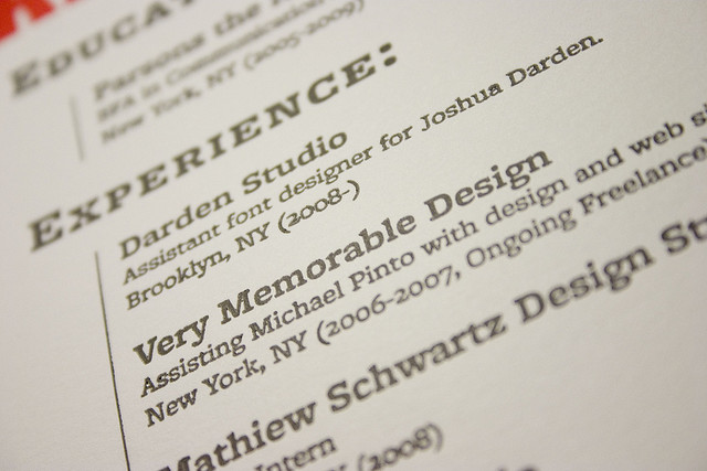 Close-up of a résumé showcasing the 