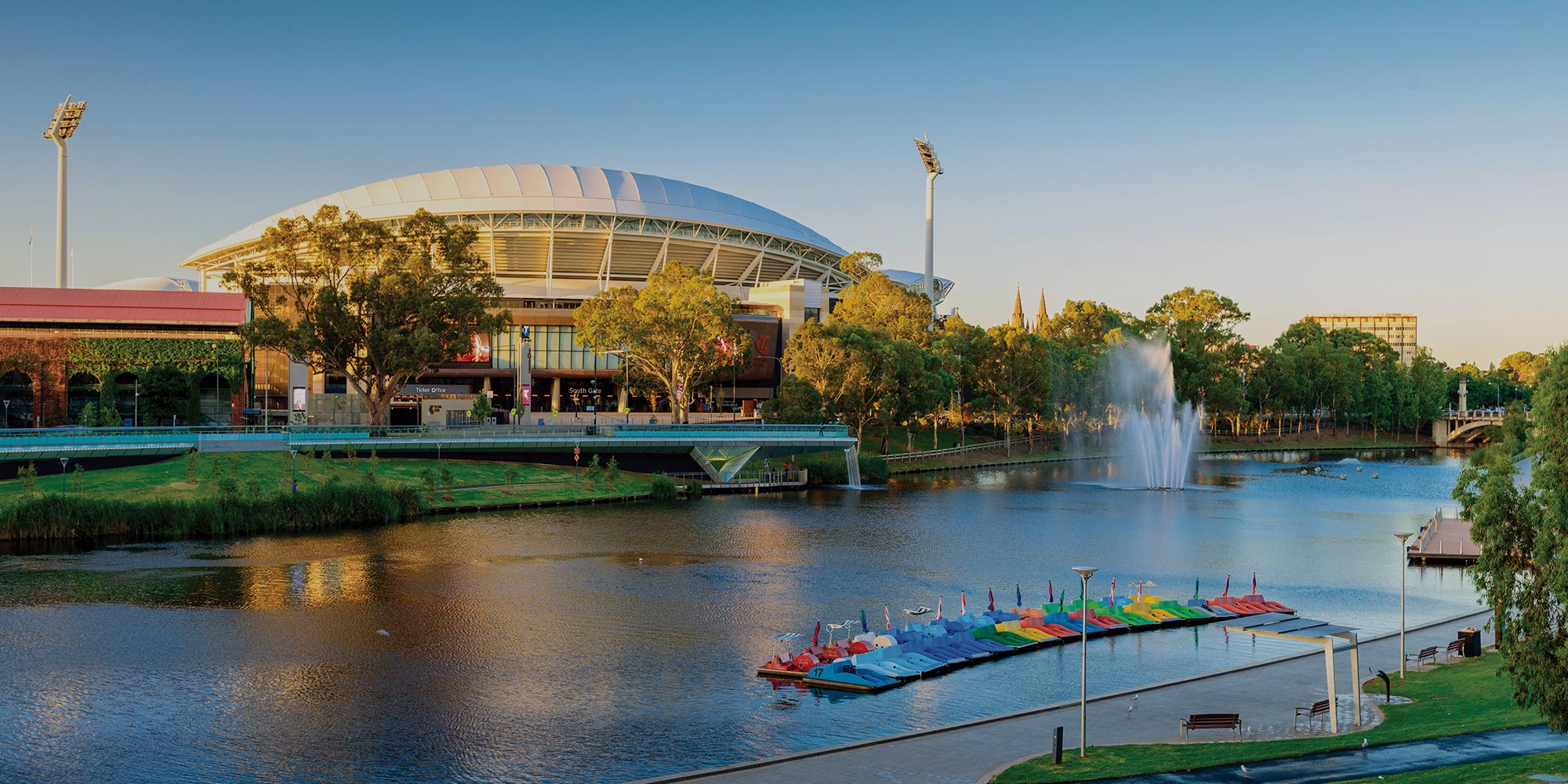 Adelaide stadium, view from the Torrens River, learn english in Adelaide