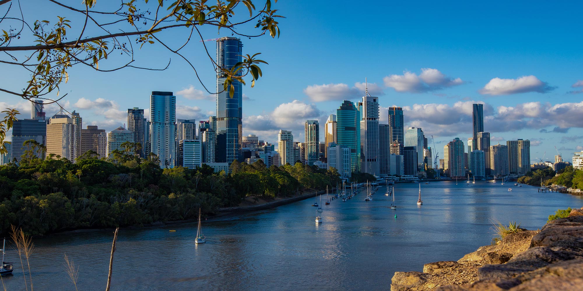 View of Brisbane, Australia from the Brisbane river, a popular destination for international students learning English