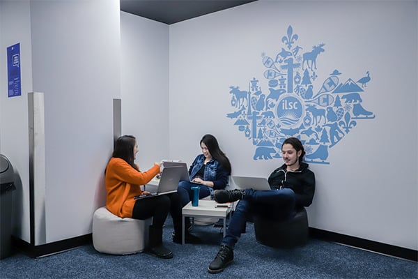 Studying together in the student lounge