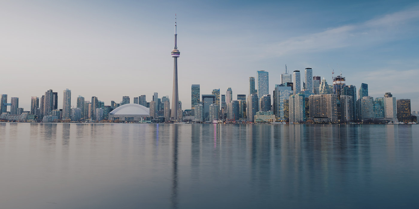 Toronto skyline from the water, study and work in Toronto at Greystone College Toronto